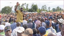 President William Ruto addresses a political rally.